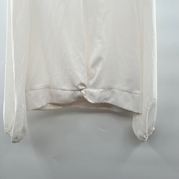 Nine West Women's Sheer Long Sleeve Top Off White Twisted Hem Size Small Keyhole - Picture 3 of 9